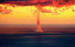 Water plume sunset boat apocalyptic - constantine andreou free wallpaper