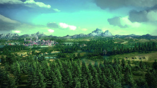 Mountain town river forest cloudy - tree and mountains free wallpaper