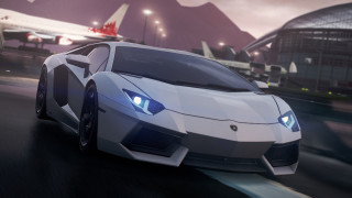White sports car night airport - an airport free wallpaper