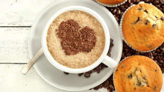 Coffee heart cookie muffins whiteplate - morning free wallpaper