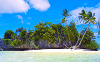 Tropical island palm beach boat - a tropical island free wallpaper