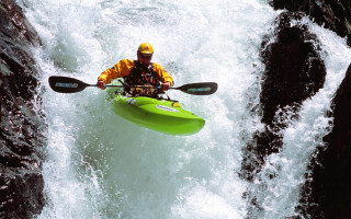 Man kayak river rapids rocks 2 - river free wallpaper