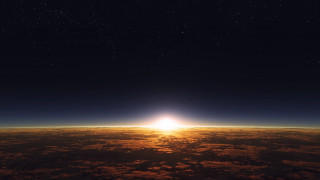 Bright sun horizon water stars - a large body of water free wallpaper