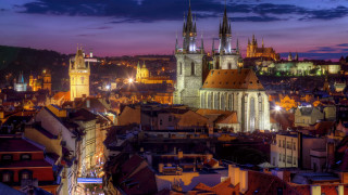 Cityscape clocktower night purple sky - ferenc joachim free wallpaper