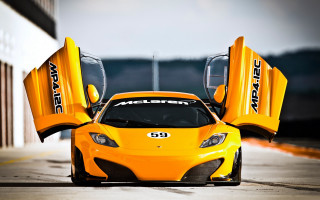 Yellow sports car open road - its door free wallpaper