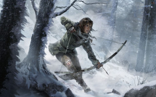 Woman archer forest snow mountain - game art free wallpaper