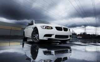 White car parking lot cloudy 2 - power free wallpaper