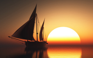 Sailboat ocean sunset moon cloud - a sailboat free wallpaper