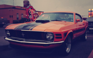 Red mustang black stripe vintage - car free wallpaper