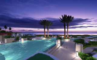 Large pool palm trees sunset - palm tree and a sunset in the background free wallpaper