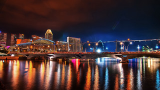 Tokyo night cityscape bridge river 4 - a bridge over a river free wallpaper