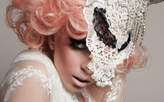 Pink haired woman mask veil - bert stern free wallpaper