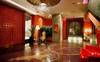 Foyer chandelier redchair cloisonnism mosaic - a mosaic free wallpaper