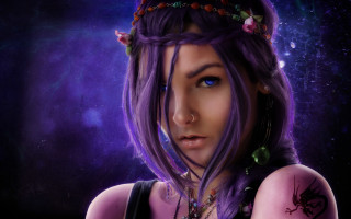 Purple hair crown astral fantasy - epic fantasy character art free wallpaper