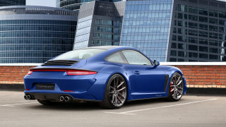 Blue sports car parking lot 5 - matte finish free wallpaper for desktop