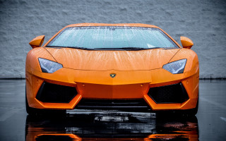Orange sports car parking lot 8 - nice free wallpaper