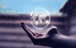 Hologram astronaut rainy night moon - a person holding free wallpaper