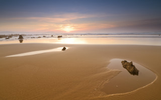 Bascove beach sunset rock boat - the sand and a sunset in the background free wallpaper