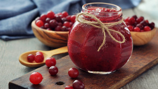 Cranberry sauce wooden spoon cherry - cutting free wallpaper