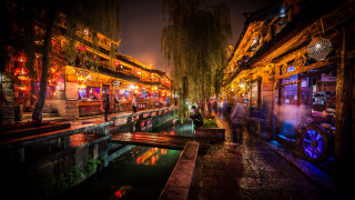 Autumn night cityscape tokyo river - an zhengwen free wallpaper