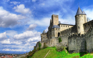 Castle greenhill cloudy sky bridge - a few building free wallpaper