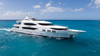 Large white boat ocean sky 2 - ann thetis blacker free wallpaper