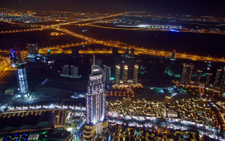 Cityscape night tower neon lights - city free wallpaper