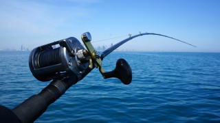 Fishing rod city water horizon - a fishing rod free wallpaper