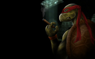 Turtle smoking darkroom redbandanna redscarf - its neck free wallpaper