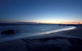 Beach rock sunset clouds mountains - free winter wallpaper