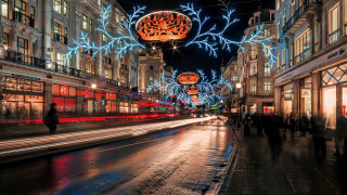 Tokyo cityscape christmas lights matte - the sidewalk free wallpaper