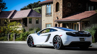 White sports car residential city - adobe lightroom free wallpaper
