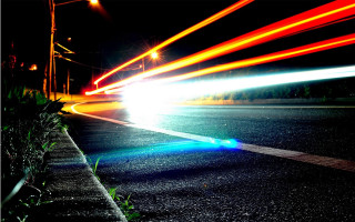 Night street car lights fireworks - a photo free wallpaper