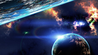 Space planet star background aurora 2 - a planet and a star in the background free wallpaper