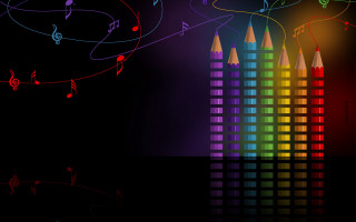 Colored pencils music notes rainbow 2 - music free wallpaper