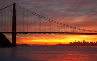 Sunset bridge city reflection mountain - sunset free wallpaper