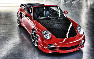 Red sports car black hood 7 - a garage free wallpaper
