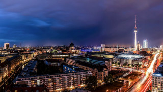 City skyline night tall building 5 - berlin secession free wallpaper