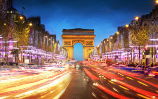 Cityscape bridge night lights streaks - the car free wallpaper