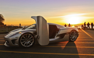 Silver sports car sunset backlit - everett warner free wallpaper