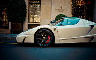 White sports car cityscape art - the side of the road in front free wallpaper