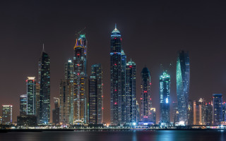 Cityscape night lights reflection skyline - cityscape free wallpaper