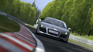 Racecar track trees blurry depthoffield - line free wallpaper