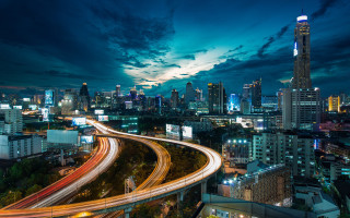 City skyline highway night lights 3 - andrew law free wallpaper