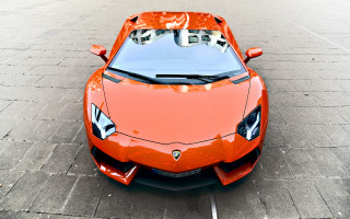 Orange sports car hood up - nice free wallpaper