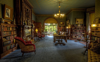 Library artsandcrafts victorian bookshelf couch - victorian free wallpaper