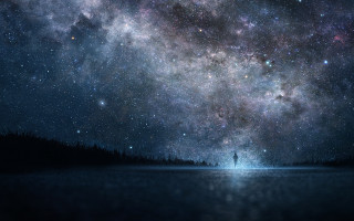 Lake night sky stars bright - under free wallpaper for desktop