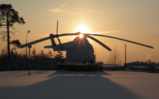 Helicopter snow sunset propellers nature - a helicopter free wallpaper