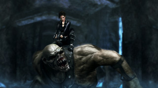 Woman giant monster forest gothic - back free wallpaper
