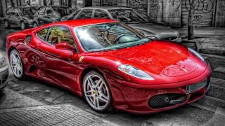 Red sports car street building 4 - a street next free wallpaper
